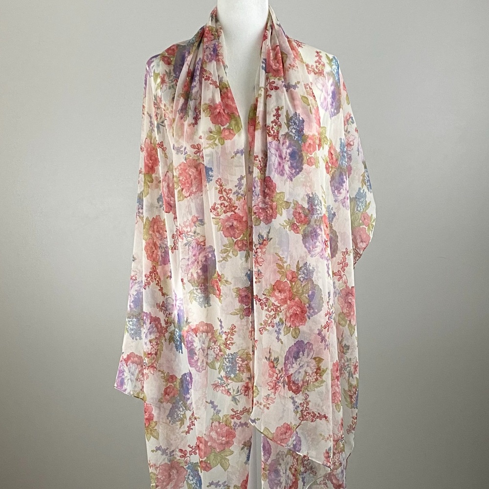 SOLD OUT! Betsey Johnson Sheer Floral Scarf Wrap - Picture 10 of 14